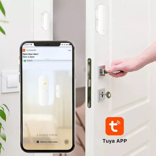 Sensor Inteligente WiFi para Puertas y Ventanas - Alarma de Seguridad - Monitoreo por App Tuya