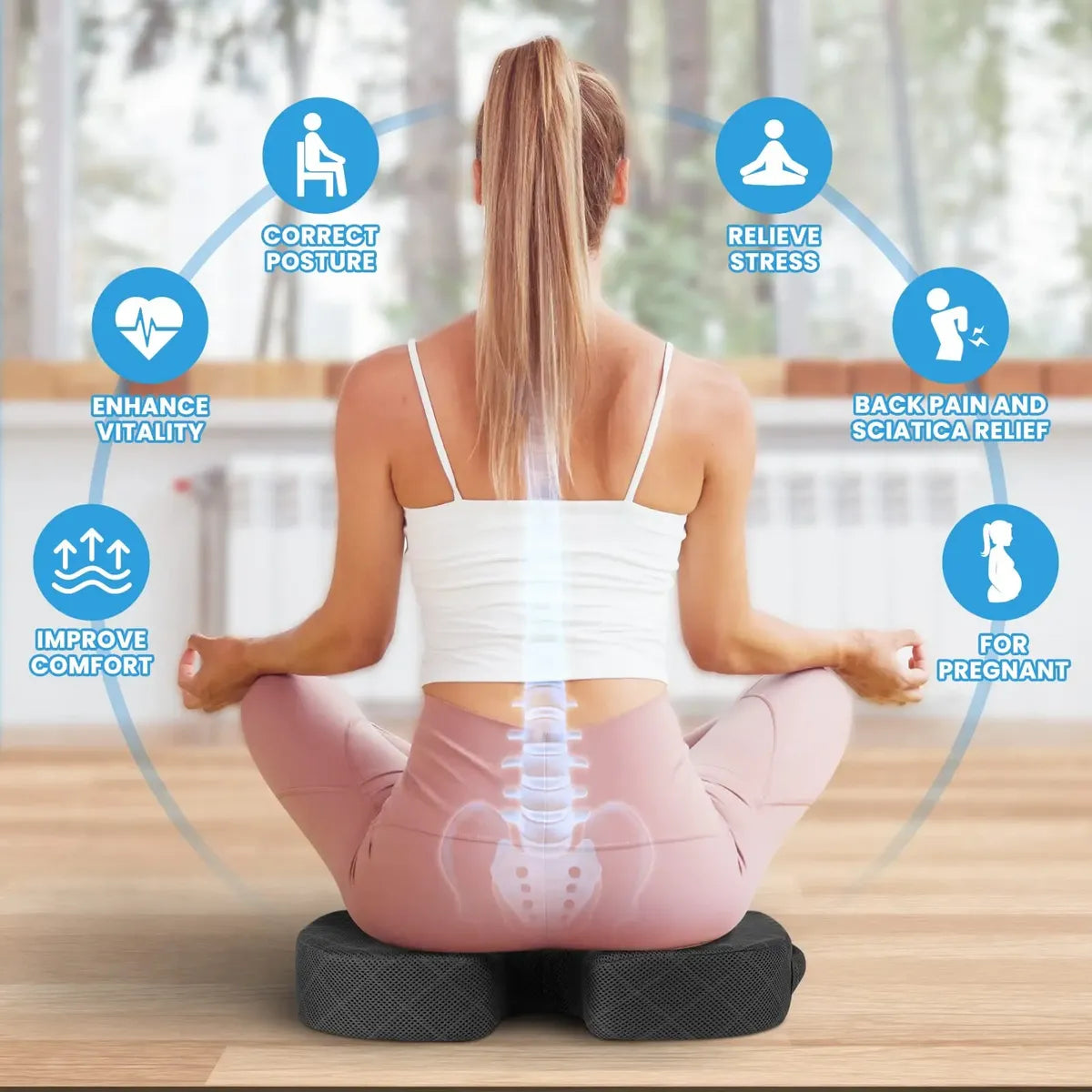 Cojín Ortopédico Ergonómico XR118 - Soporte para Coxis y Lumbar - Almohada Transpirable