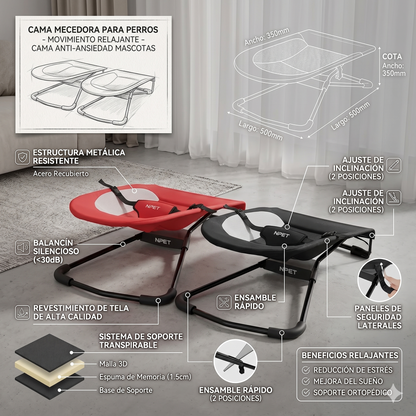 Cama Mecedora para Perros - Movimiento Relajante - Cama Anti-ansiedad Mascotas