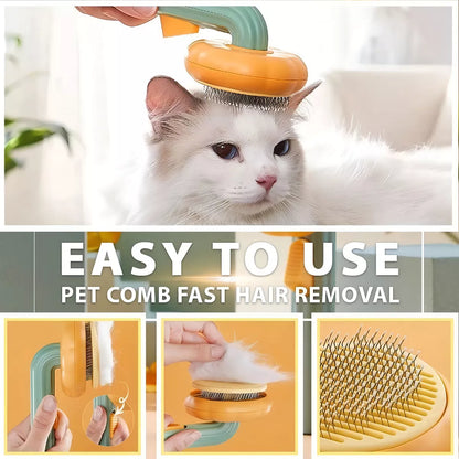Cepillo Autolimpiable Calabaza - Removedor de Pelo y Masajeador para Mascotas