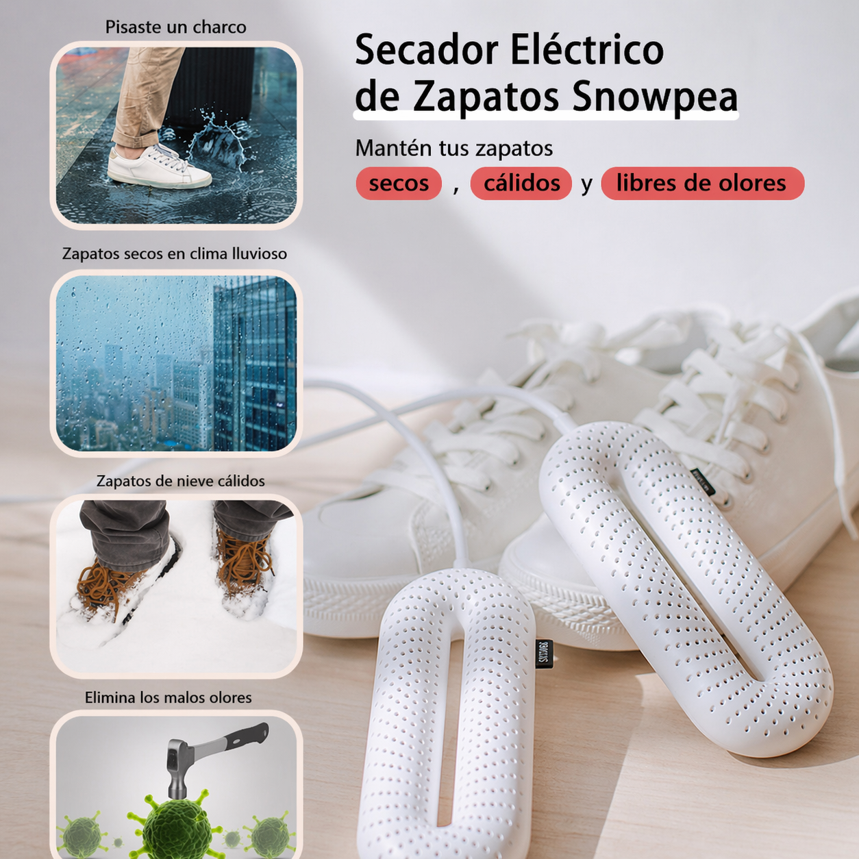 Secador de Zapatos Portátil - Eliminador de Humedad y Olores - Secador Térmico con Temporizador