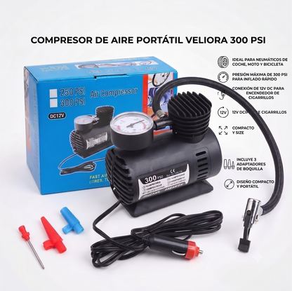 Mini Compresor de Aire 12V - Inflador Portátil para Autos - Bomba Eléctrica Neumáticos