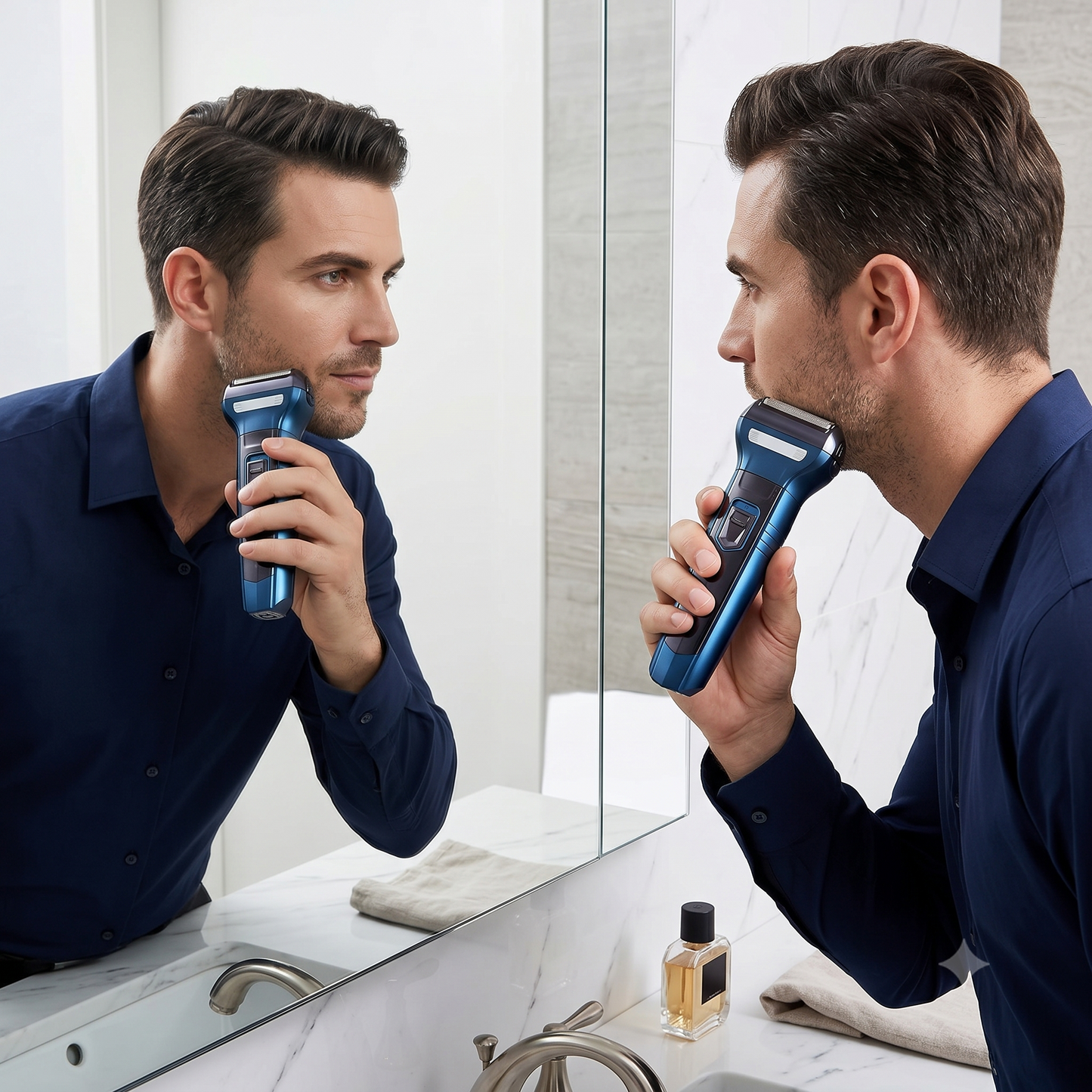Máquina Multigroomer Geemy 3 en 1 - Recortadora de Barba y Cabello - Afeitadora Inalámbrica Recargable (Azul)