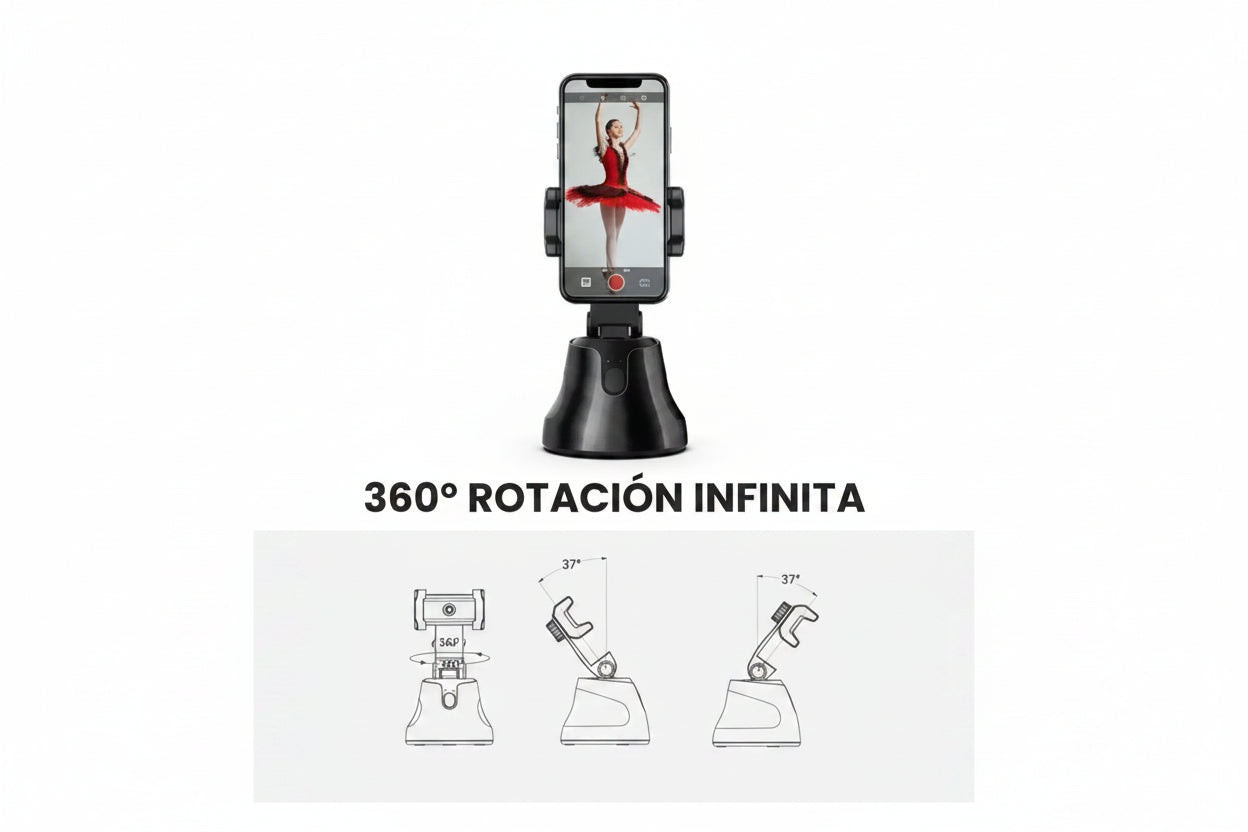 Trípode Inteligente Seguimiento 360° - Soporte Motorizado para Celular - Grabación Manos Libres