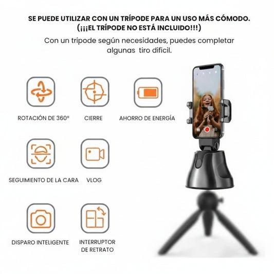 Trípode Inteligente Seguimiento 360° - Soporte Motorizado para Celular - Grabación Manos Libres