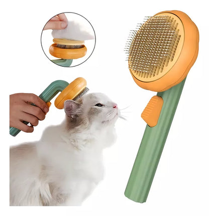 Cepillo Autolimpiable Calabaza - Removedor de Pelo y Masajeador para Mascotas